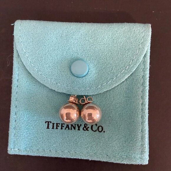 Authentic Tiffany & Co Sterling Silver Hardware Ball Bead Stud Earrings 10mm - Picture 1 of 4